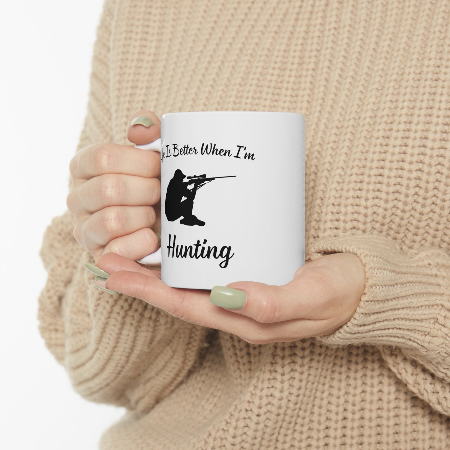 White hunting coffee mug - Perfect gift for hunters.