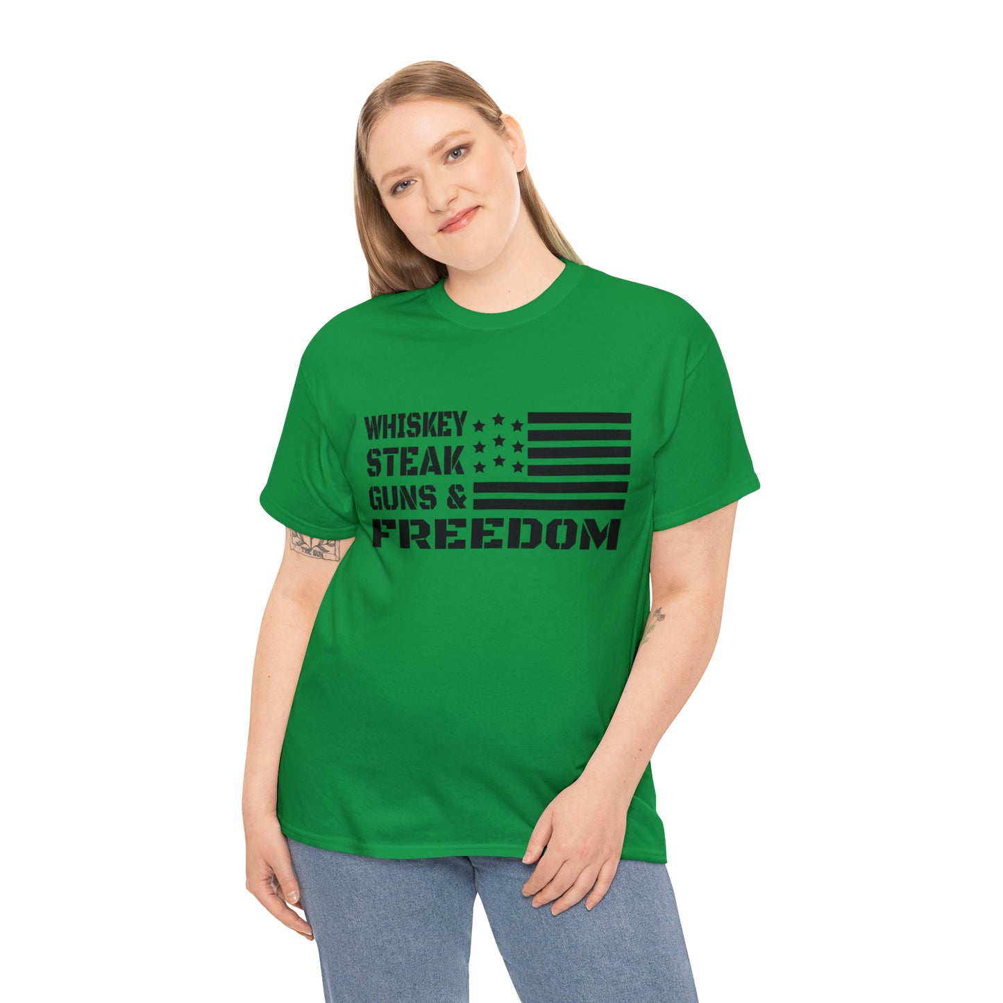 "Whiskey, Steak, Guns & Freedom" T-Shirt - Weave Got Gifts - Unique Gifts You Won’t Find Anywhere Else!