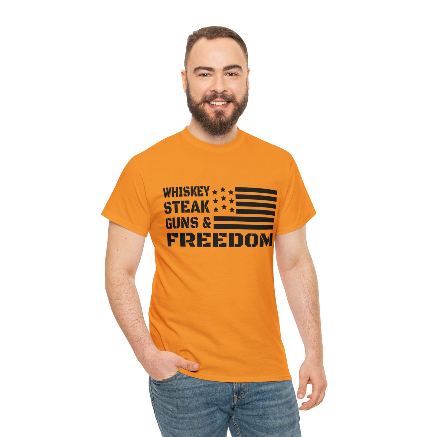 "Whiskey, Steak, Guns & Freedom" T-Shirt - Weave Got Gifts - Unique Gifts You Won’t Find Anywhere Else!