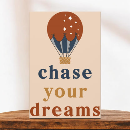 Chase your dreams canvas with hot air balloon design
