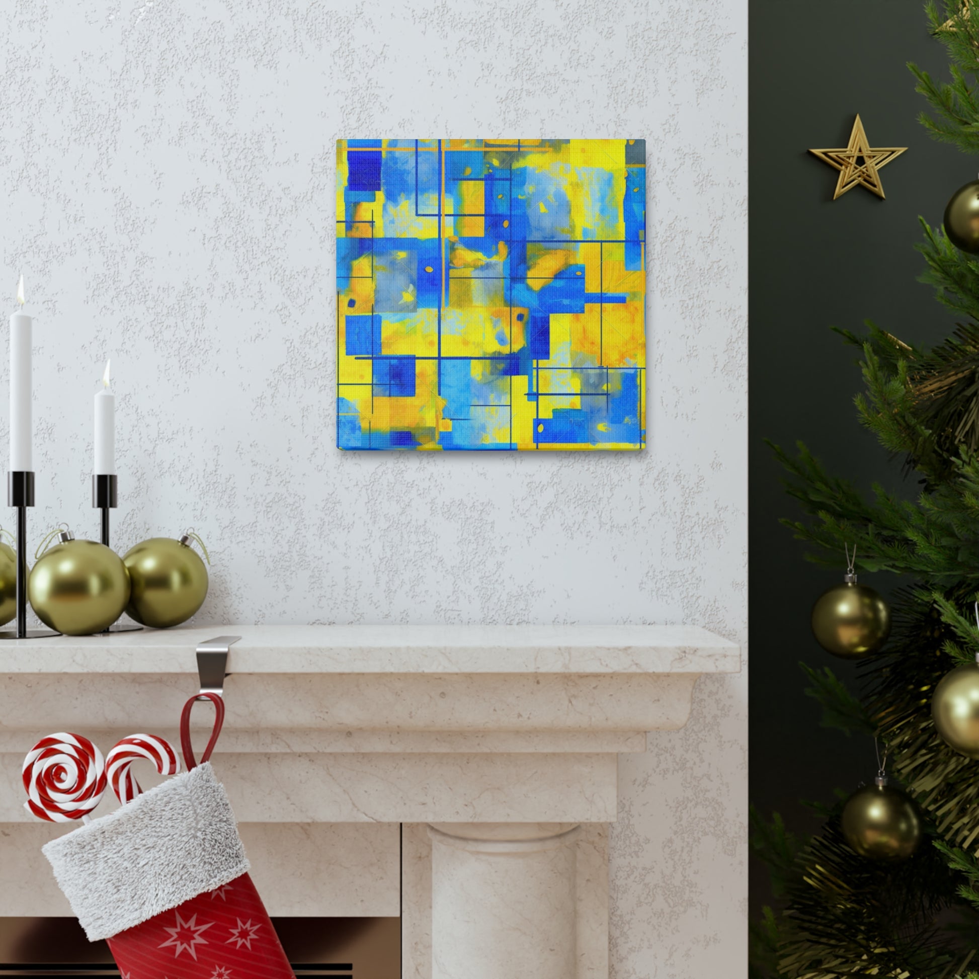 "Yellow & Blue" Canvas Wall Art - Weave Got Gifts - Unique Gifts You Won’t Find Anywhere Else!