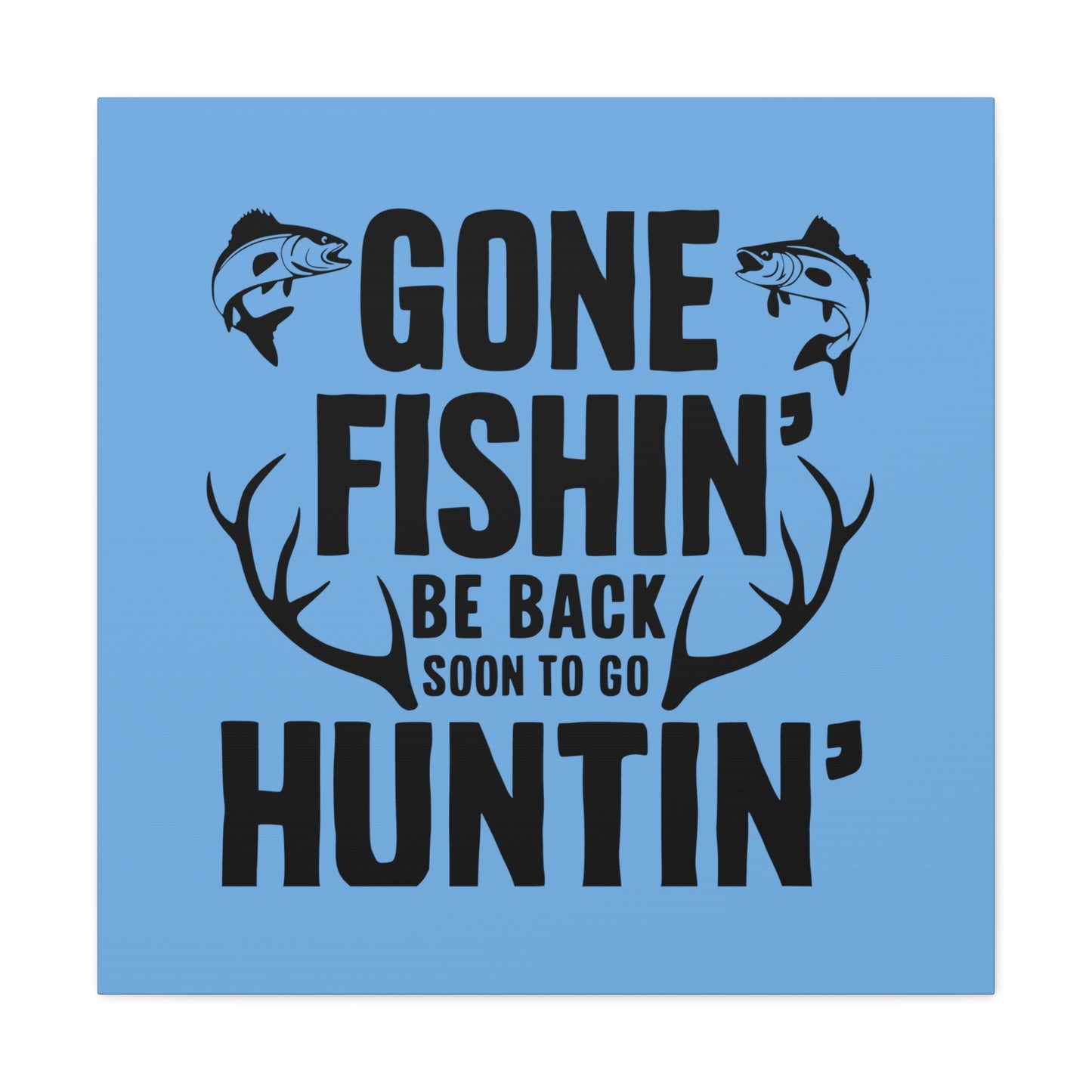 Hunting and fishing themed canvas wall art for garages
