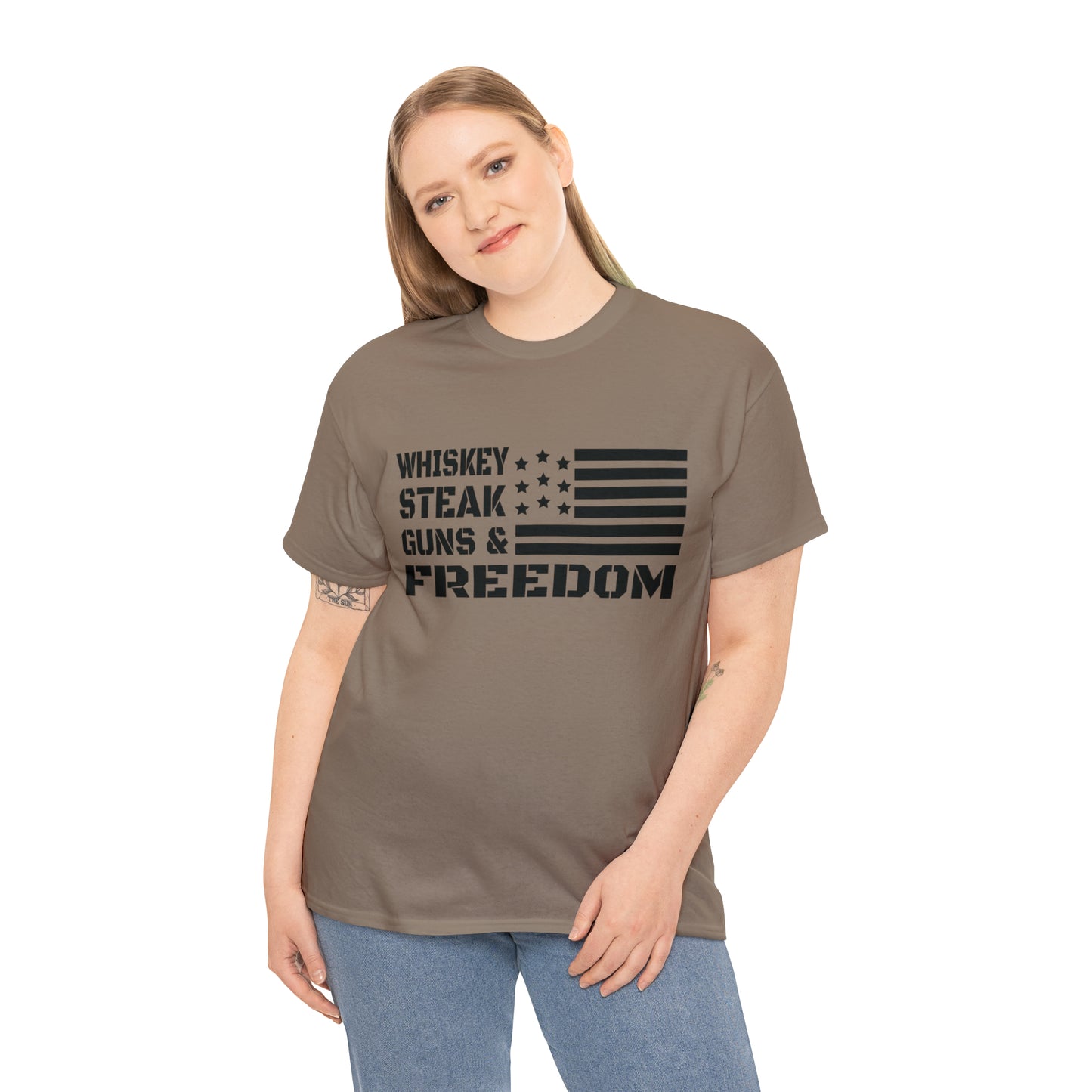 "Whiskey, Steak, Guns & Freedom" T-Shirt - Weave Got Gifts - Unique Gifts You Won’t Find Anywhere Else!