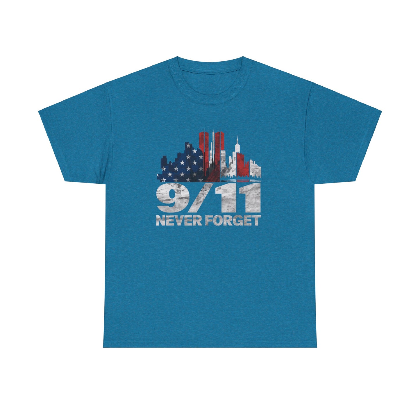 Never forget 9/11 t-shirt with American color theme
