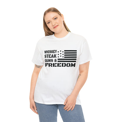 "Whiskey, Steak, Guns & Freedom" T-Shirt - Weave Got Gifts - Unique Gifts You Won’t Find Anywhere Else!