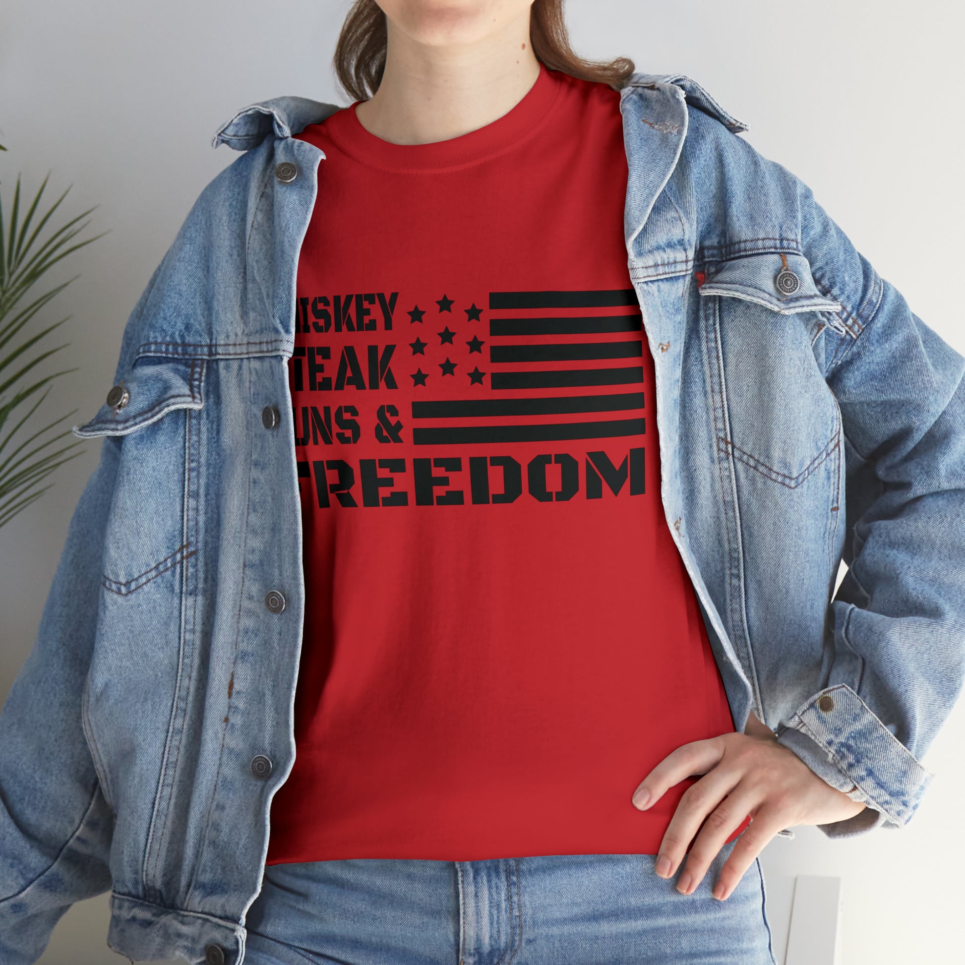 "Whiskey, Steak, Guns & Freedom" T-Shirt - Weave Got Gifts - Unique Gifts You Won’t Find Anywhere Else!