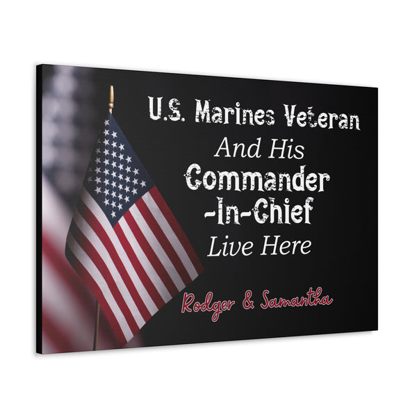 Custom military wall art for Marine veterans with patriotic theme
