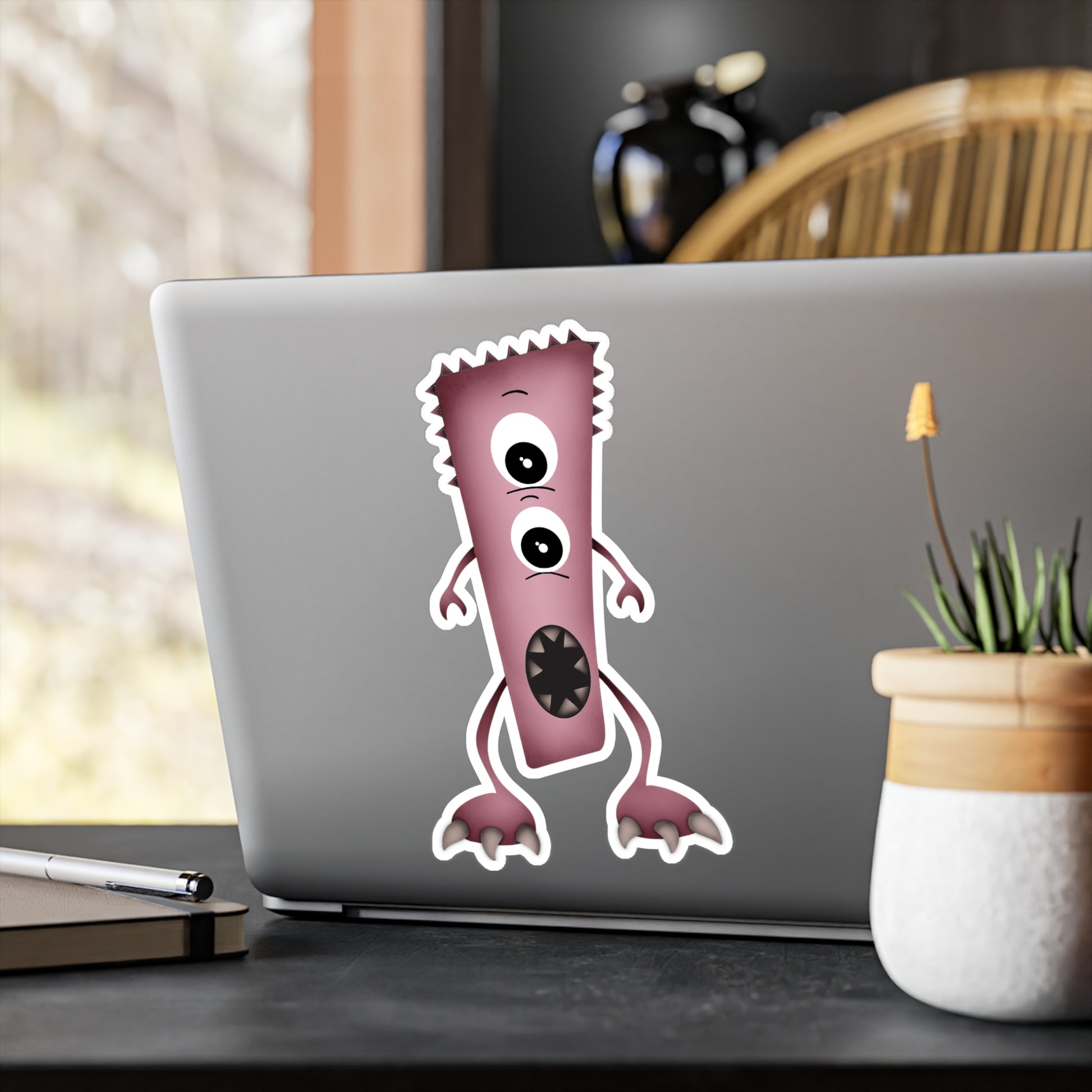 Removable cute monster decal for laptops and cars
