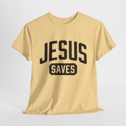 Bold and colorful Jesus Saves shirt for men and women.
