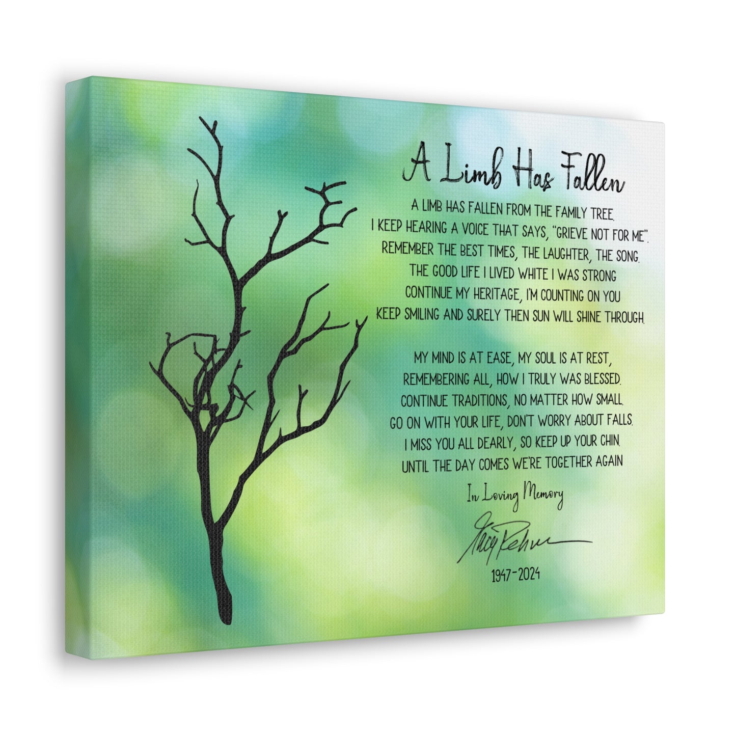 In loving memory canvas art with personalized signature
