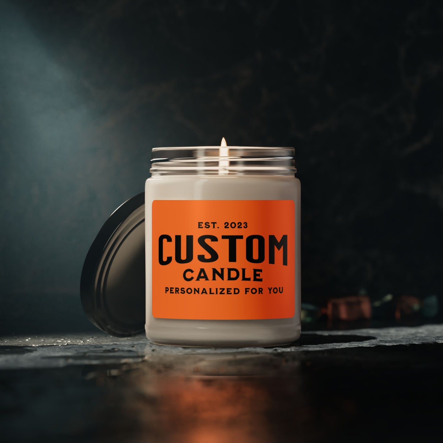 Personalized candle gift with custom text
