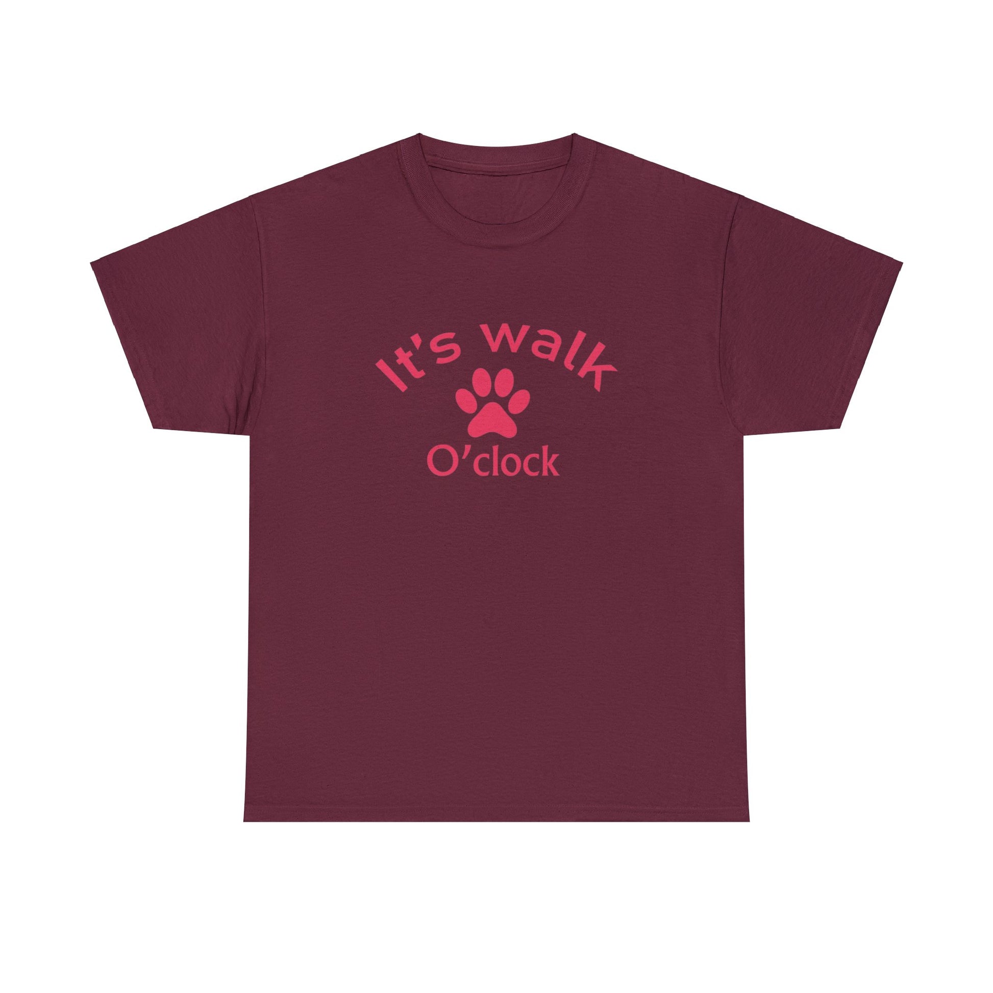 Black dog walking shirt with "It’s Walk O’Clock" text.
