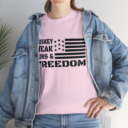 "Whiskey, Steak, Guns & Freedom" T-Shirt - Weave Got Gifts - Unique Gifts You Won’t Find Anywhere Else!