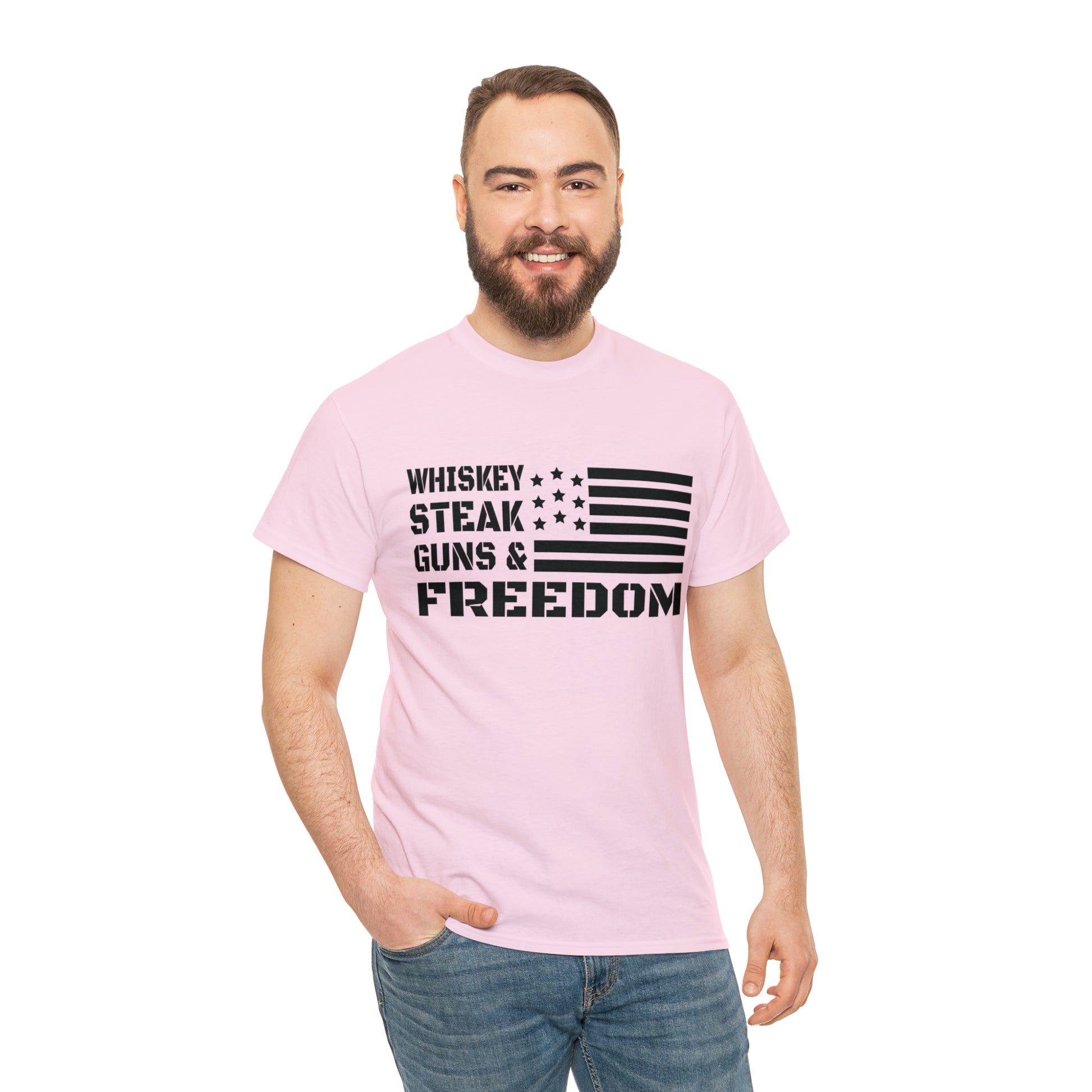"Whiskey, Steak, Guns & Freedom" T-Shirt - Weave Got Gifts - Unique Gifts You Won’t Find Anywhere Else!