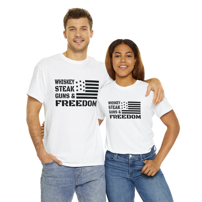 "Whiskey, Steak, Guns & Freedom" T-Shirt - Weave Got Gifts - Unique Gifts You Won’t Find Anywhere Else!