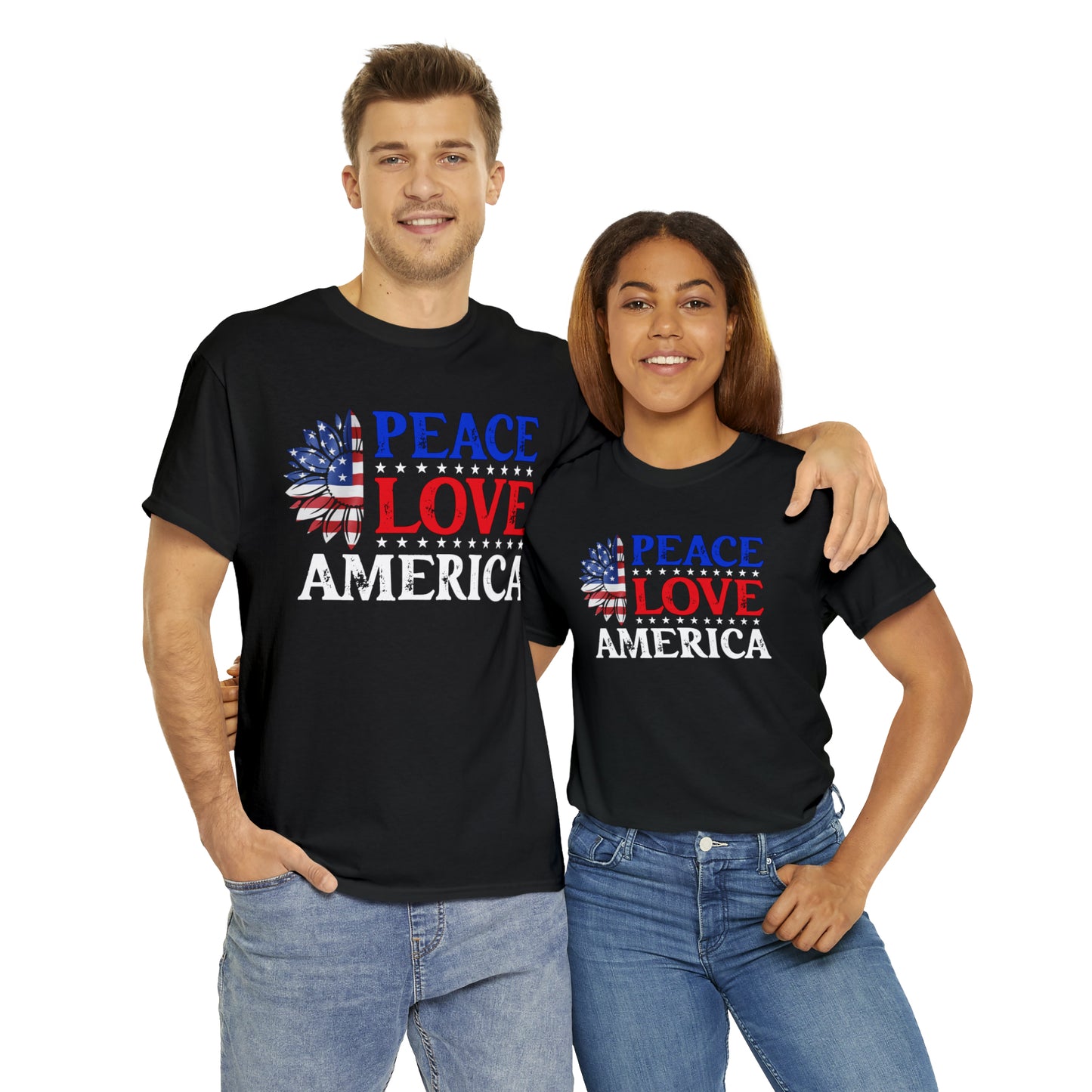 "Peace, Love, America" T-Shirt - Weave Got Gifts - Unique Gifts You Won’t Find Anywhere Else!