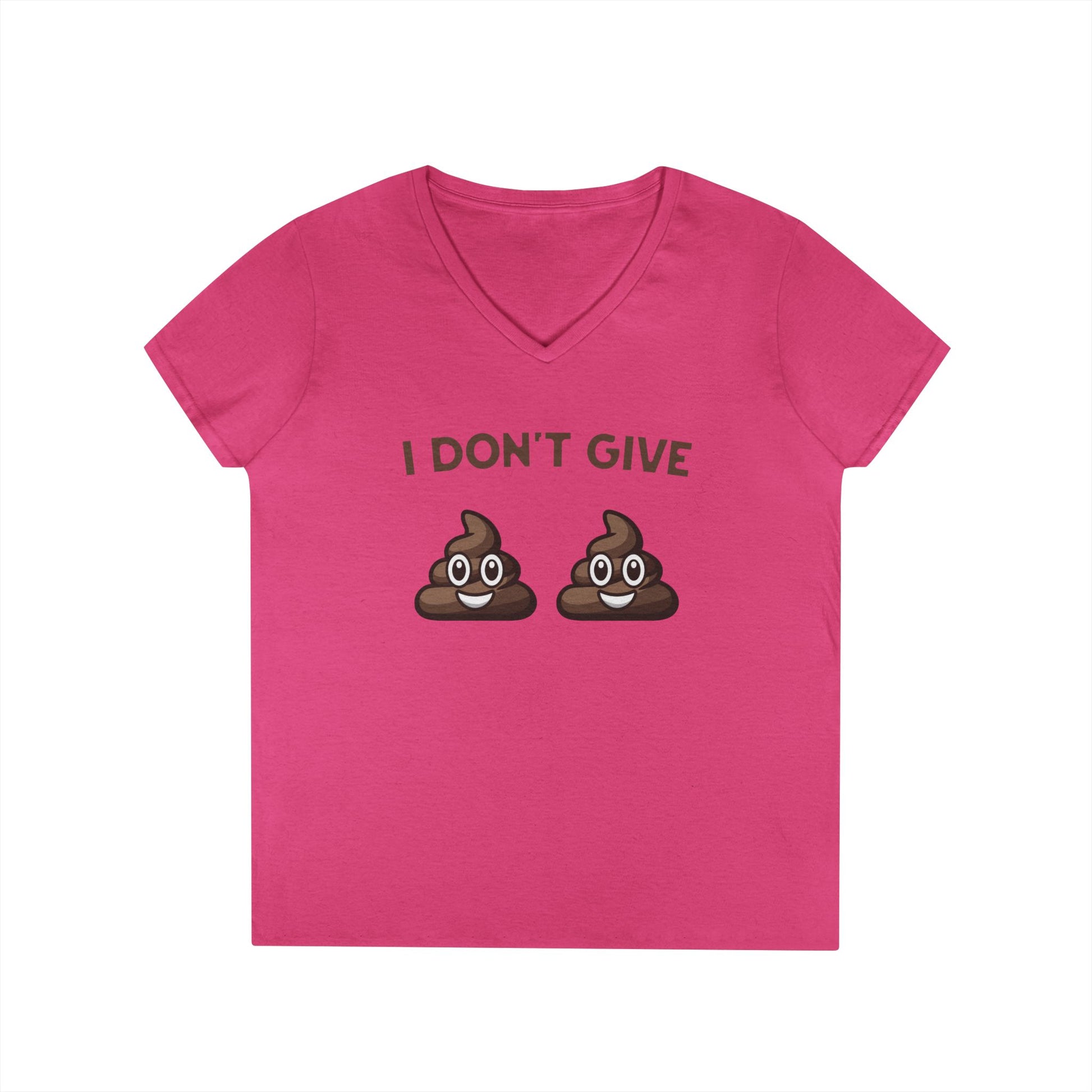 Comfy V-neck T-shirt with poop emojis and cheeky humor
