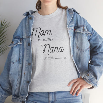 Custom nana shirt with special dates
