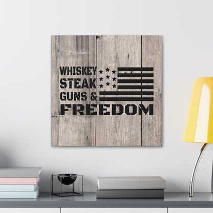 "Whiskey, Steak, Guns & Freedom" Canvas Wall Art - Weave Got Gifts - Unique Gifts You Won’t Find Anywhere Else!