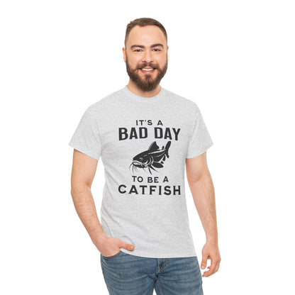 Black catfish illustration T-shirt for anglers
