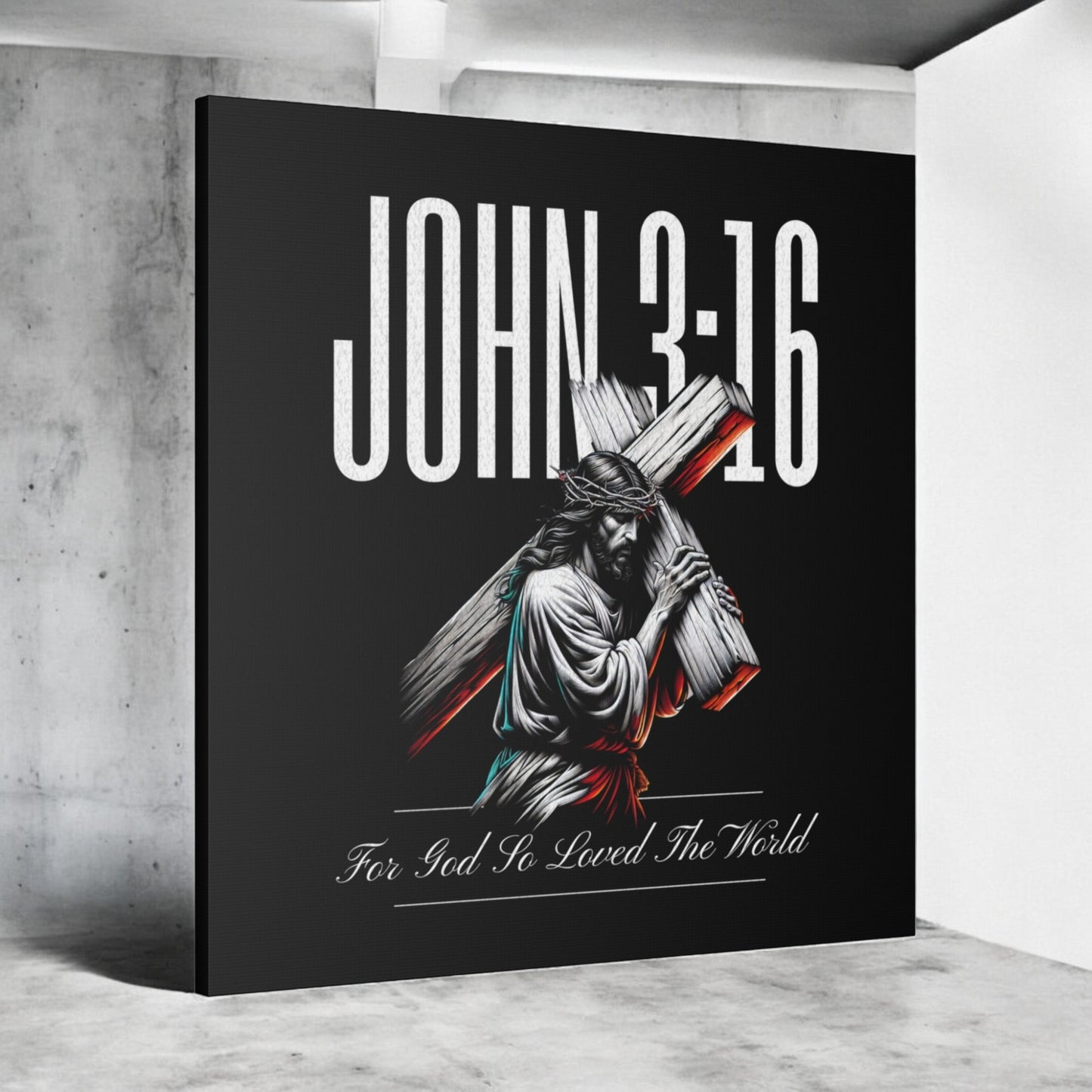 John 3:16 Art – For God So Loved the World Canvas Wall Art

