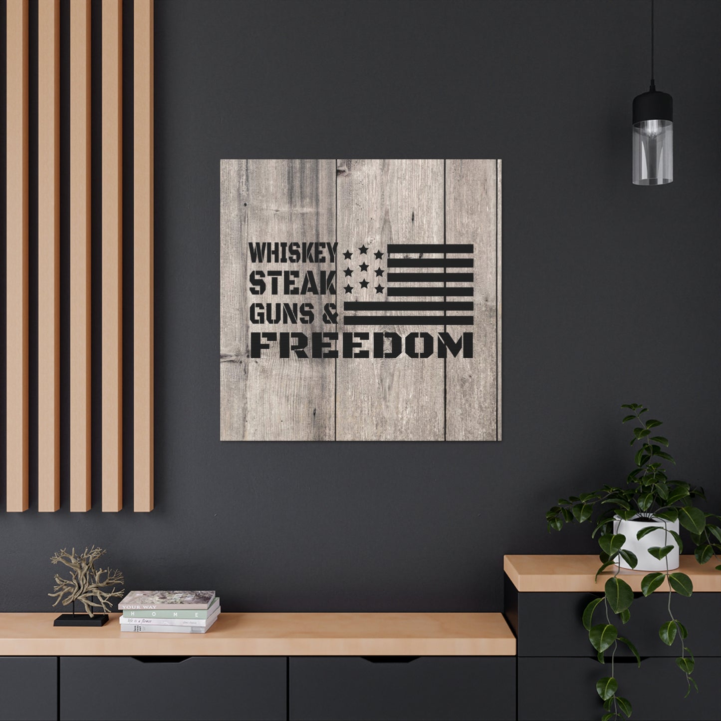 "Whiskey, Steak, Guns & Freedom" Canvas Wall Art - Weave Got Gifts - Unique Gifts You Won’t Find Anywhere Else!