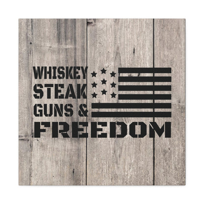 "Whiskey, Steak, Guns & Freedom" Canvas Wall Art - Weave Got Gifts - Unique Gifts You Won’t Find Anywhere Else!