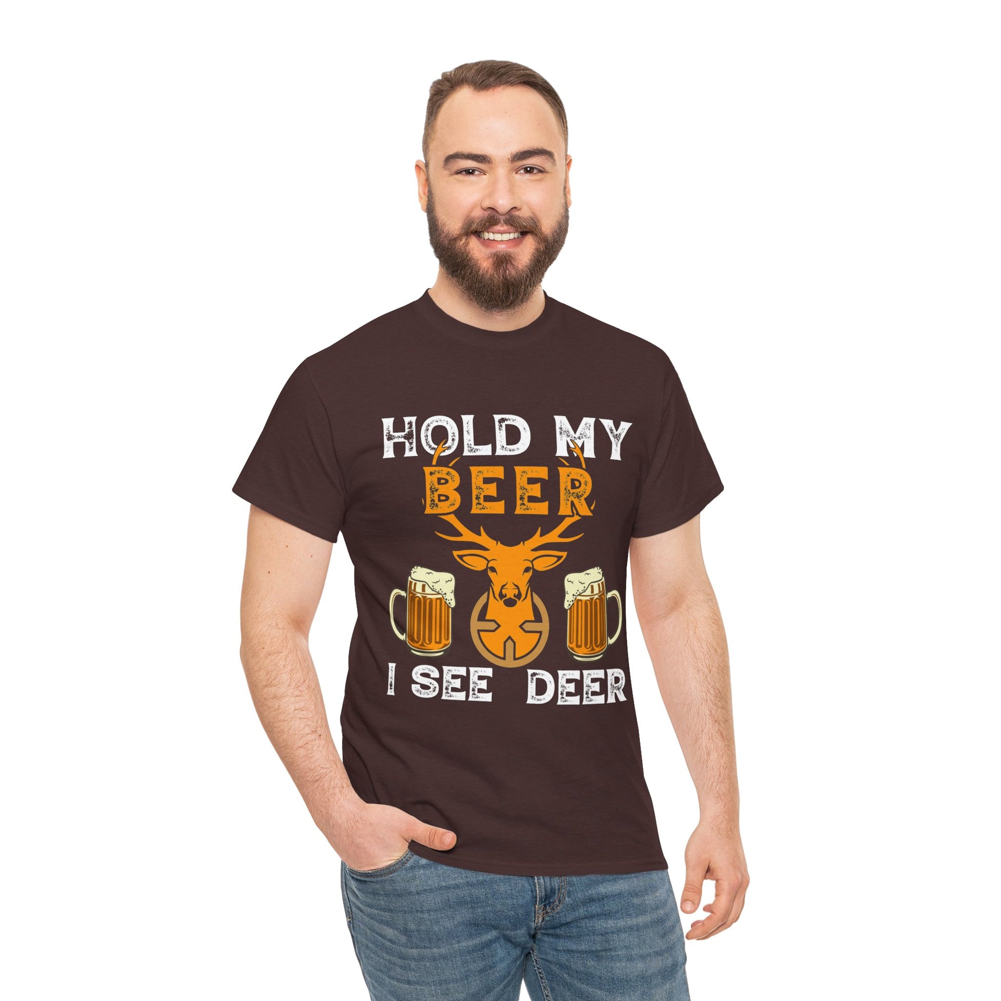 Lightweight hunting tee with humorous "Hold My Beer" print
