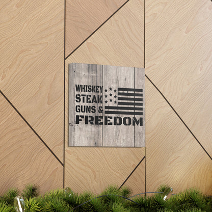 "Whiskey, Steak, Guns & Freedom" Canvas Wall Art - Weave Got Gifts - Unique Gifts You Won’t Find Anywhere Else!