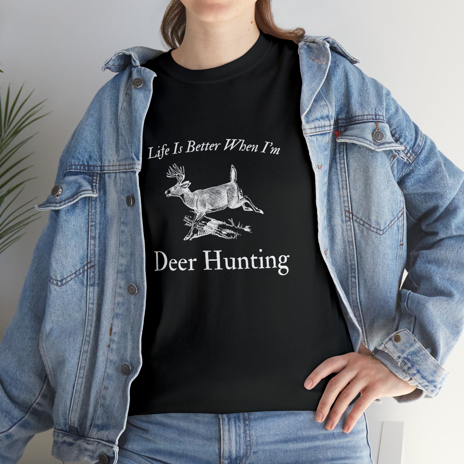 Deer season shirt with buck in forest design
