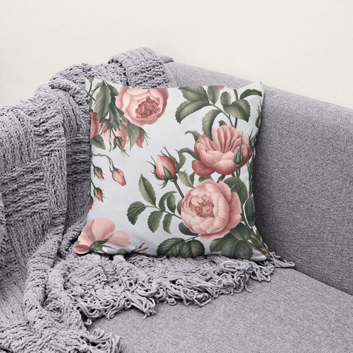 Pink Floral Throw Pillow