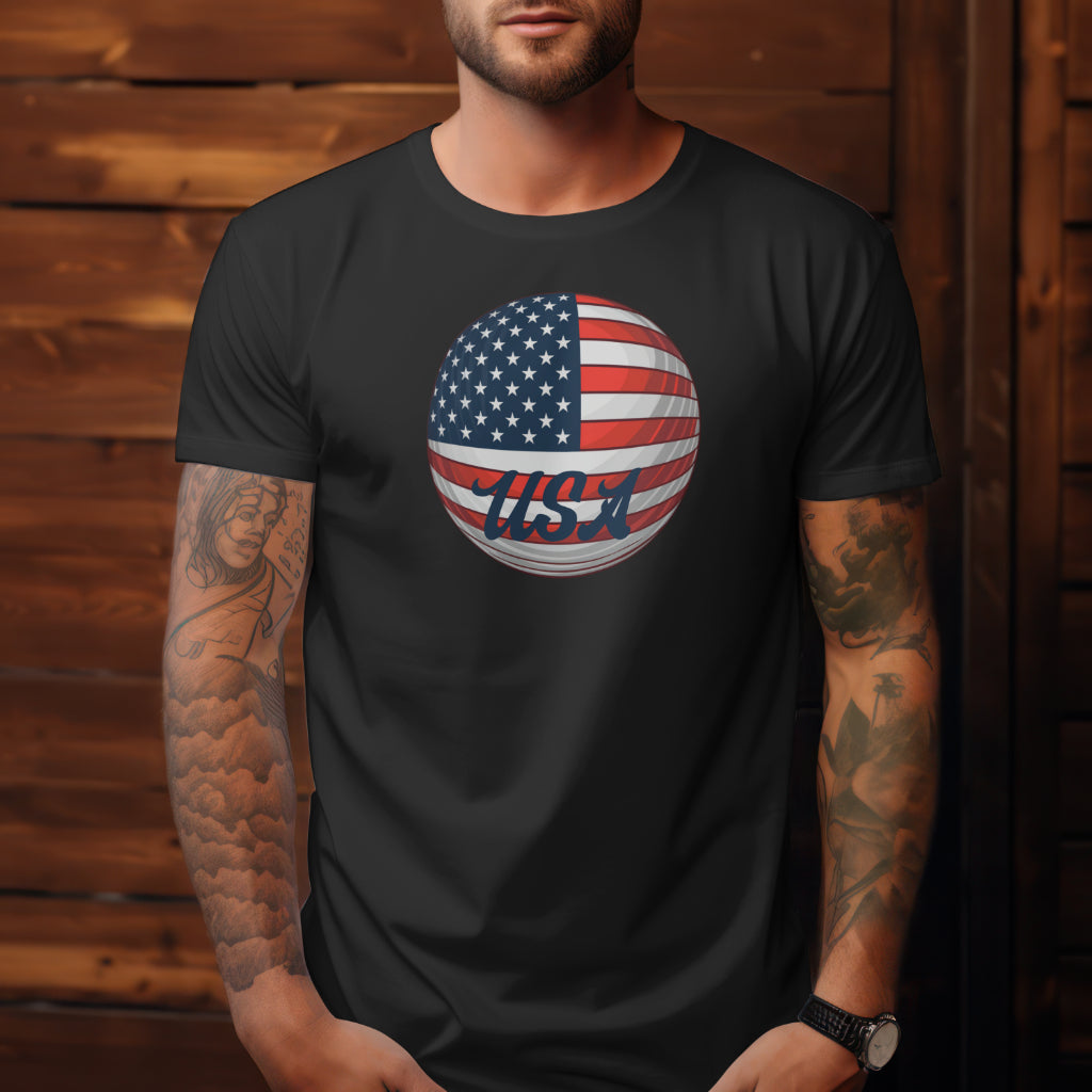 USA golf t-shirt with American flag golf ball
