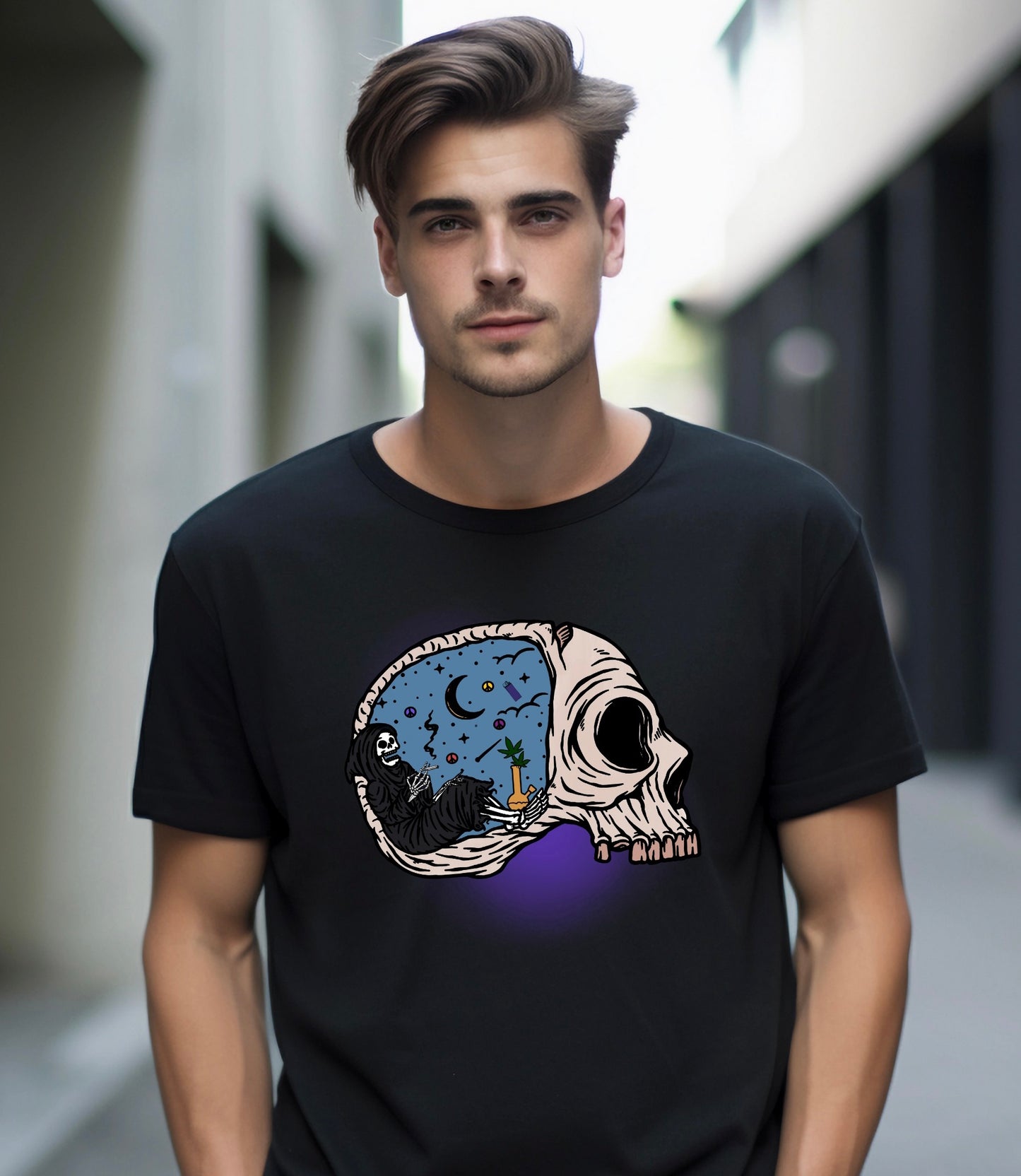 "Grim Reaper Inside Skull Smoking Cannabis" T-Shirt - Weave Got Gifts - Unique Gifts You Won’t Find Anywhere Else!