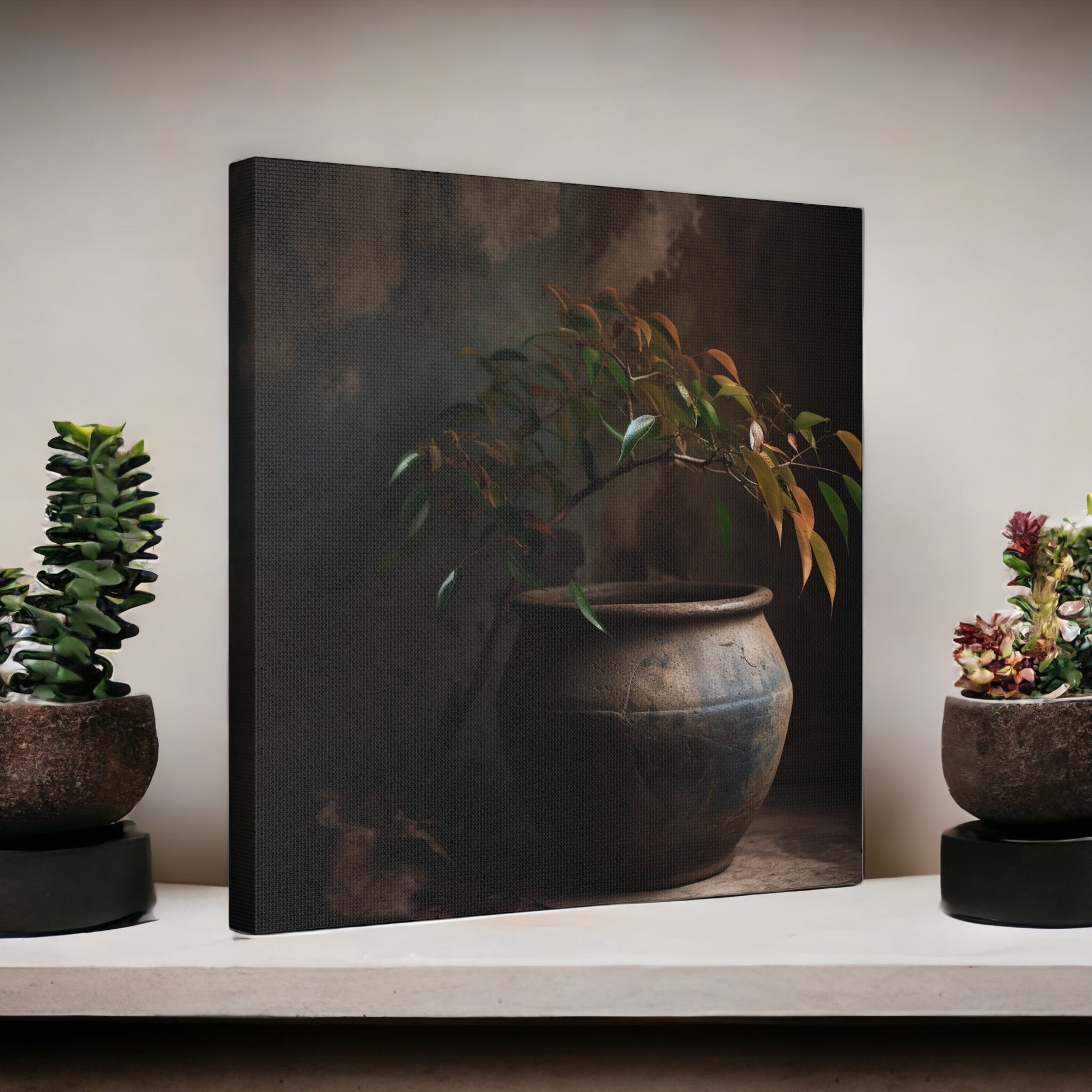 Wabi Sabi Plant in Vintage Pot Canvas Print - Wall Art Decor