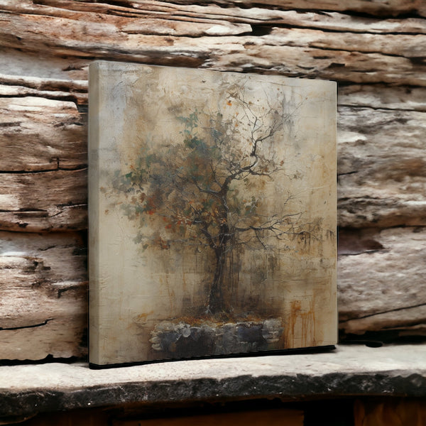 Wabi sabi tree painting wall art for indoor decor