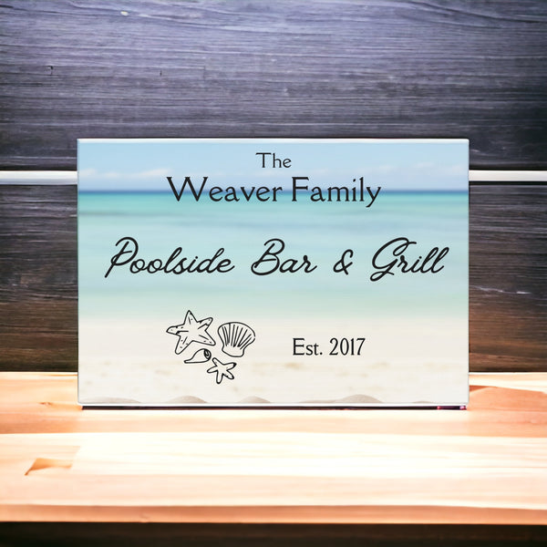 Custom "Family Poolside Bar & Grill" Wall Art - Weave Got Gifts - Unique Gifts You Won’t Find Anywhere Else!