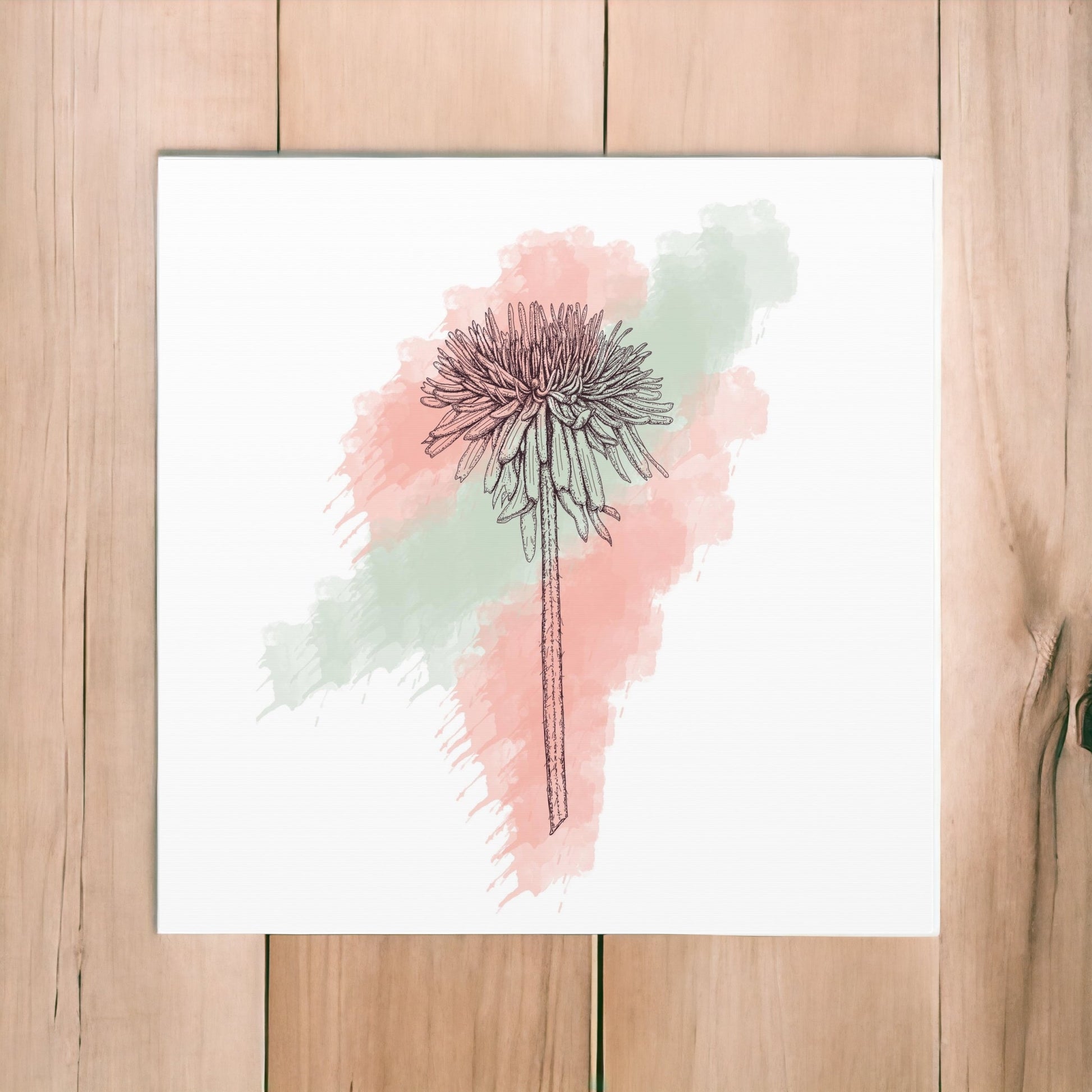 Black and white flower wall art in watercolor
