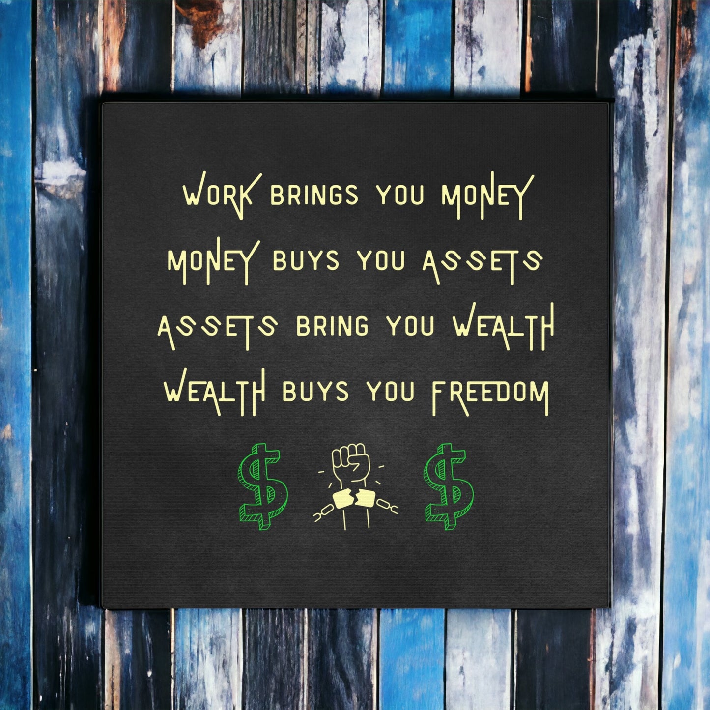 Money Wall Decor – Inspirational Quote Canvas for Entrepreneurs

