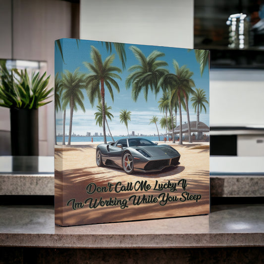 Entrepreneur wall art with sports car and motivational message
