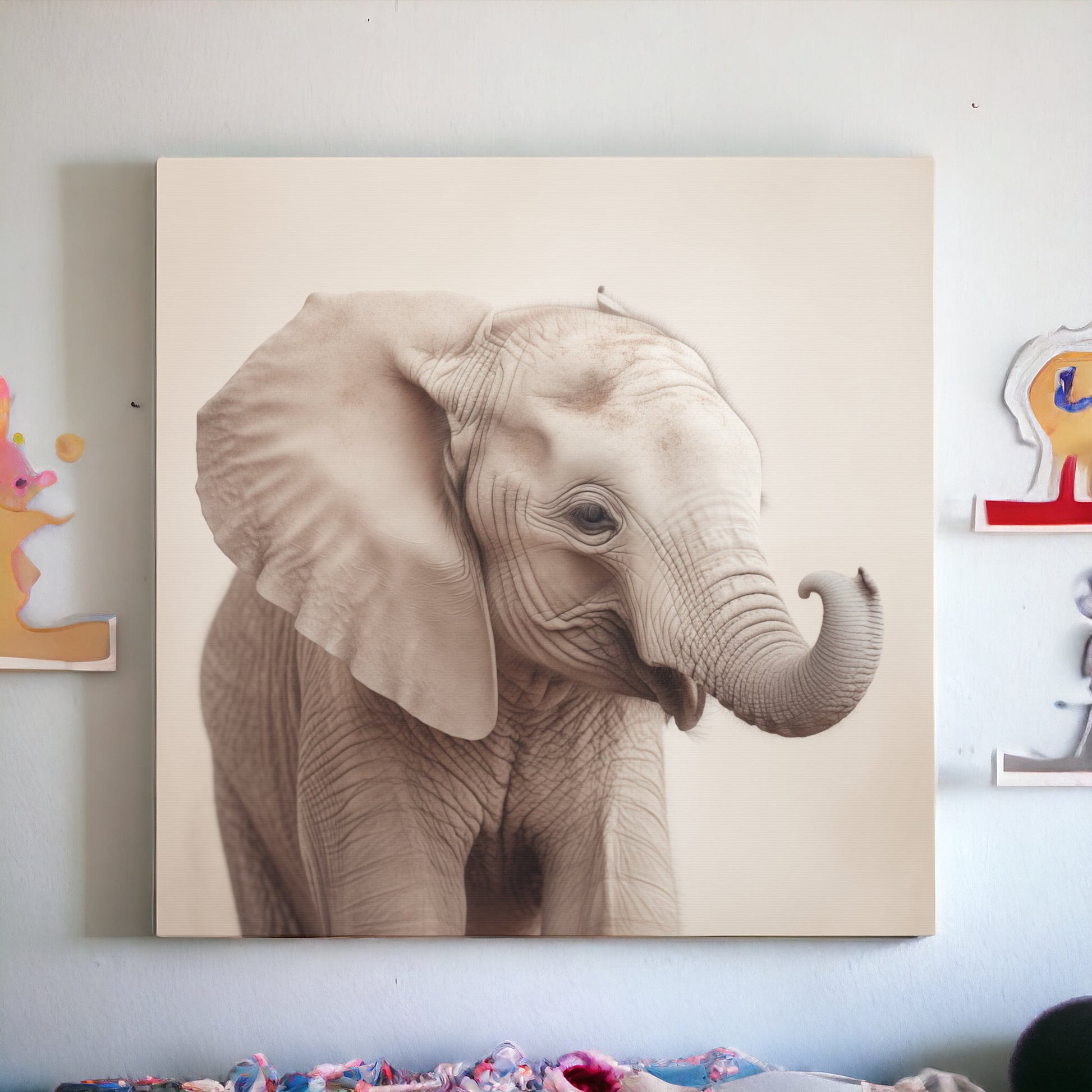 "Baby Elephant Portrait" Wall Art - Weave Got Gifts - Unique Gifts You Won’t Find Anywhere Else!