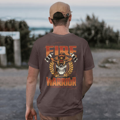 Fire apparel t-shirt with skeleton fireman design
