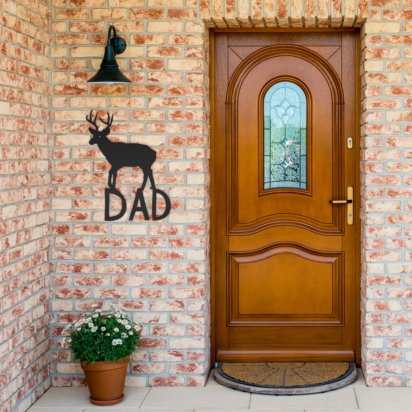 Metal deer sign in silver, perfect for garages or man caves
