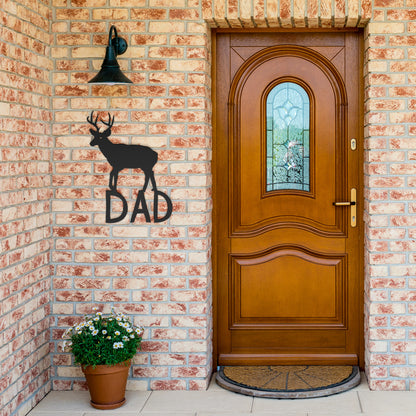 Metal deer sign in silver, perfect for garages or man caves
