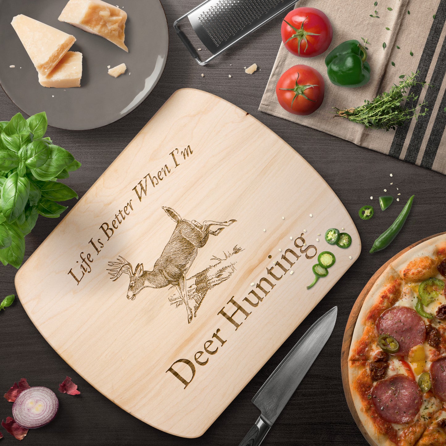 "Life Is Better When I'm Deer Hunting" Hardwood Cutting Board - Weave Got Gifts - Unique Gifts You Won’t Find Anywhere Else!