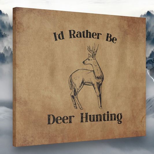 Rustic deer hunting wall art with buck and antlers
