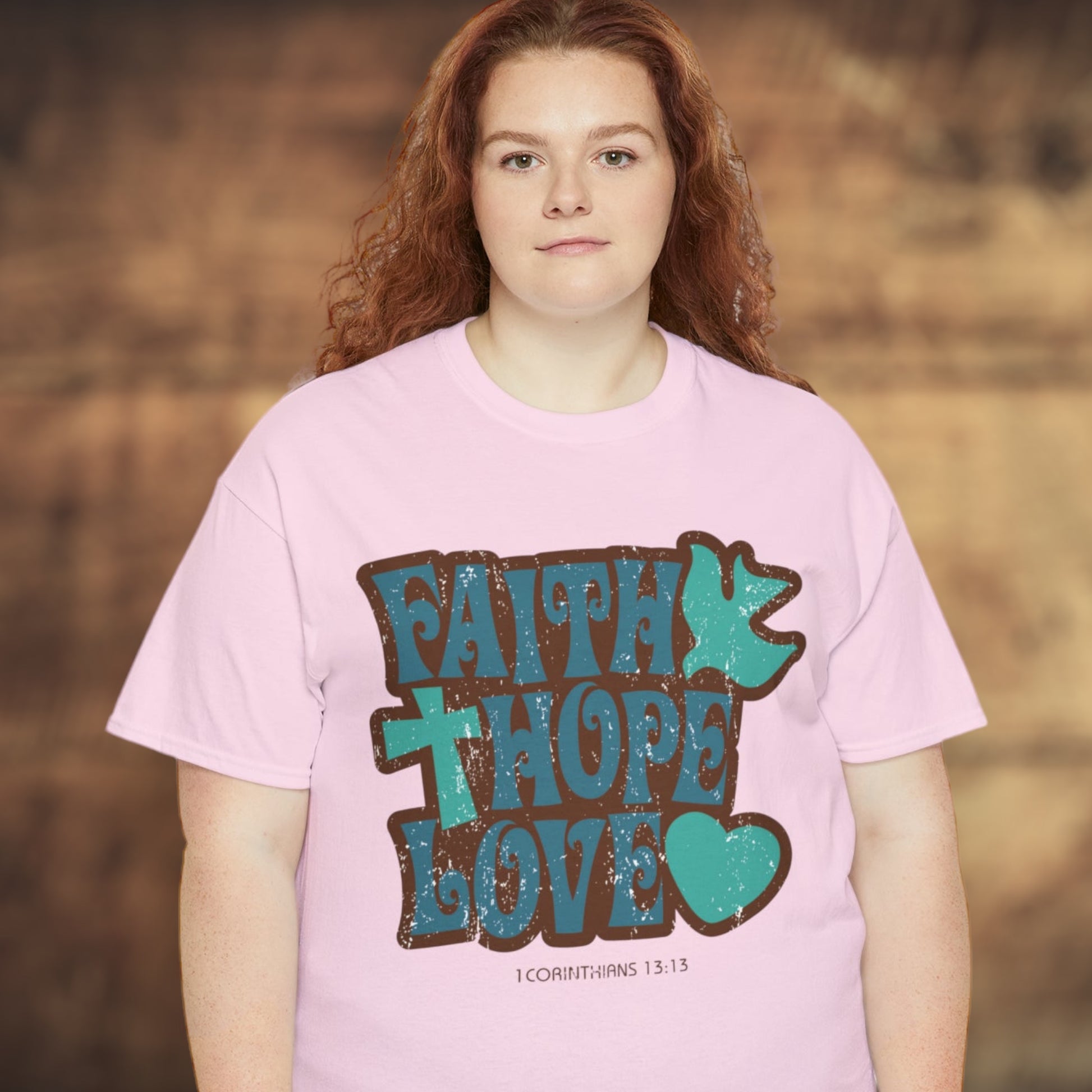 Faith Hope Love Shirt – Christian T-Shirt with Heart & Cross

