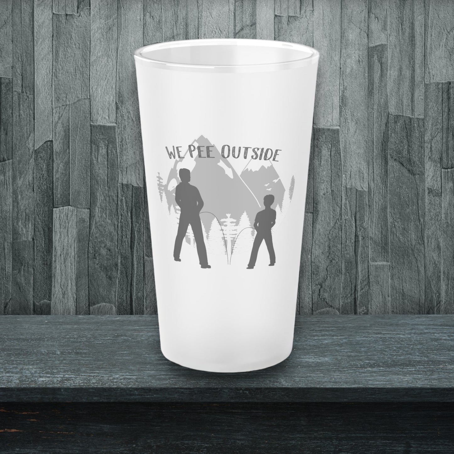 "We Pee Outside" Frosted Pint Glass, 16oz - Weave Got Gifts - Unique Gifts You Won’t Find Anywhere Else!