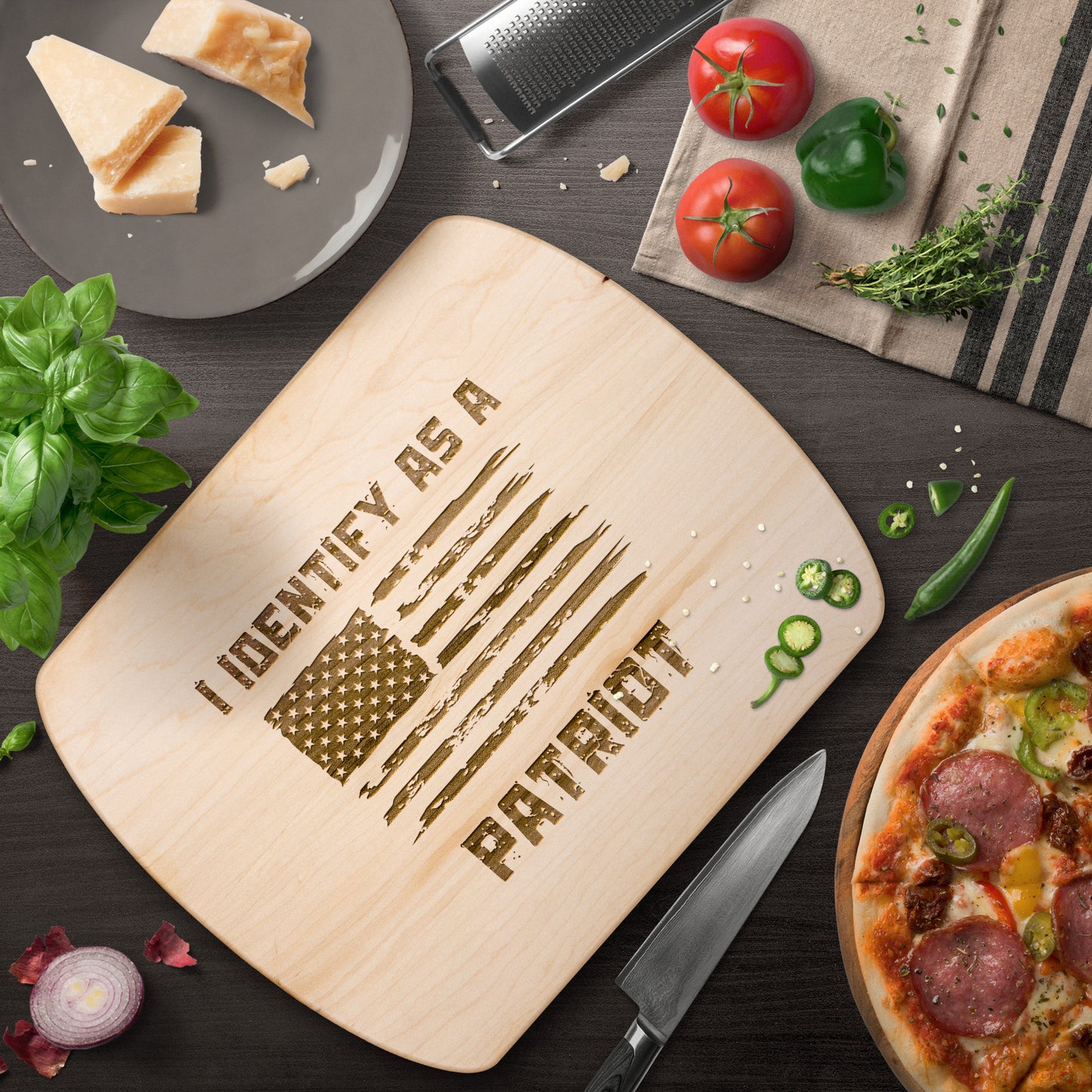 "I Identify As A Patriot" Hardwood Cutting Board - Weave Got Gifts - Unique Gifts You Won’t Find Anywhere Else!