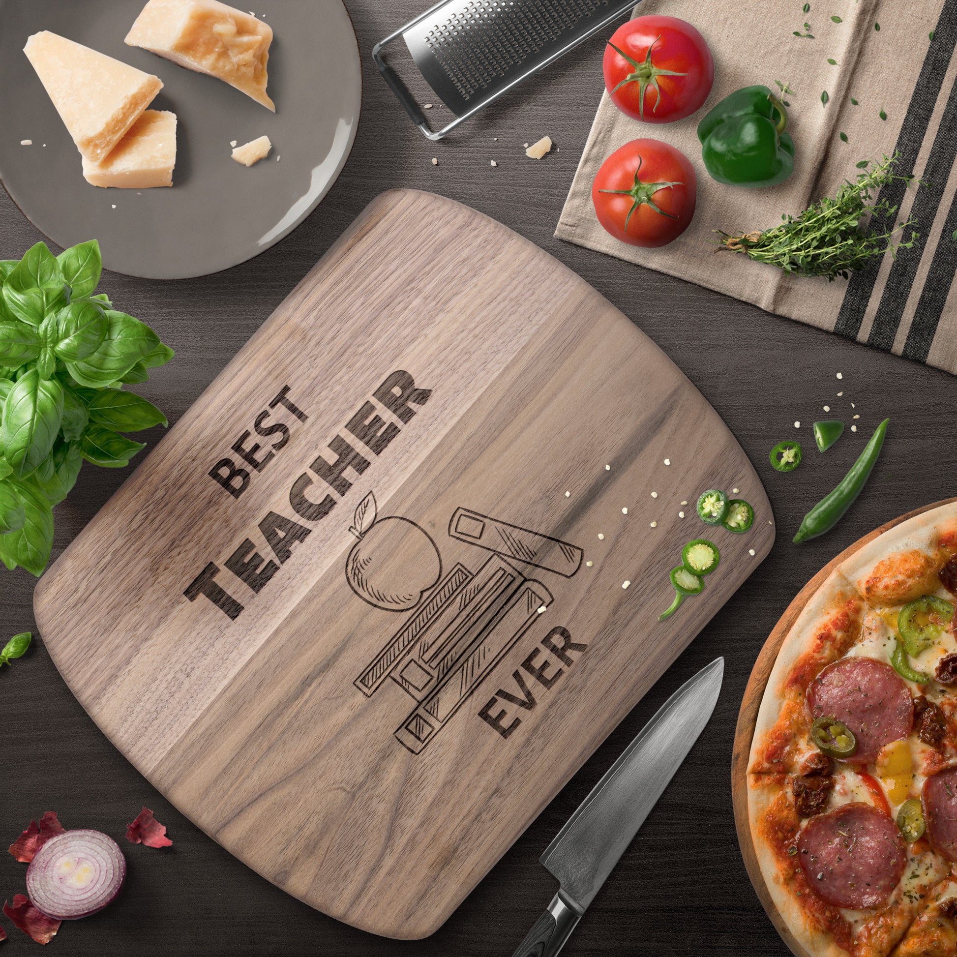 "Best Teacher Ever" Hardwood Cutting Board - Weave Got Gifts - Unique Gifts You Won’t Find Anywhere Else!