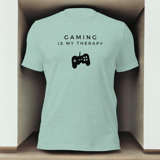 Gaming shirt with "Gaming is My Therapy" retro design
